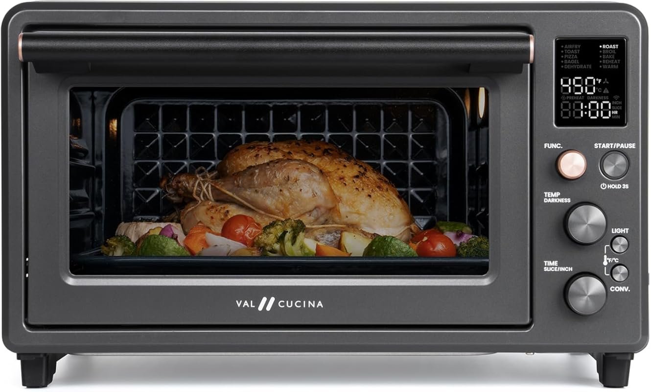 VAL CUCINA Non-Toxic Enamel Air Fryer Toaster Oven with Infrared Heati