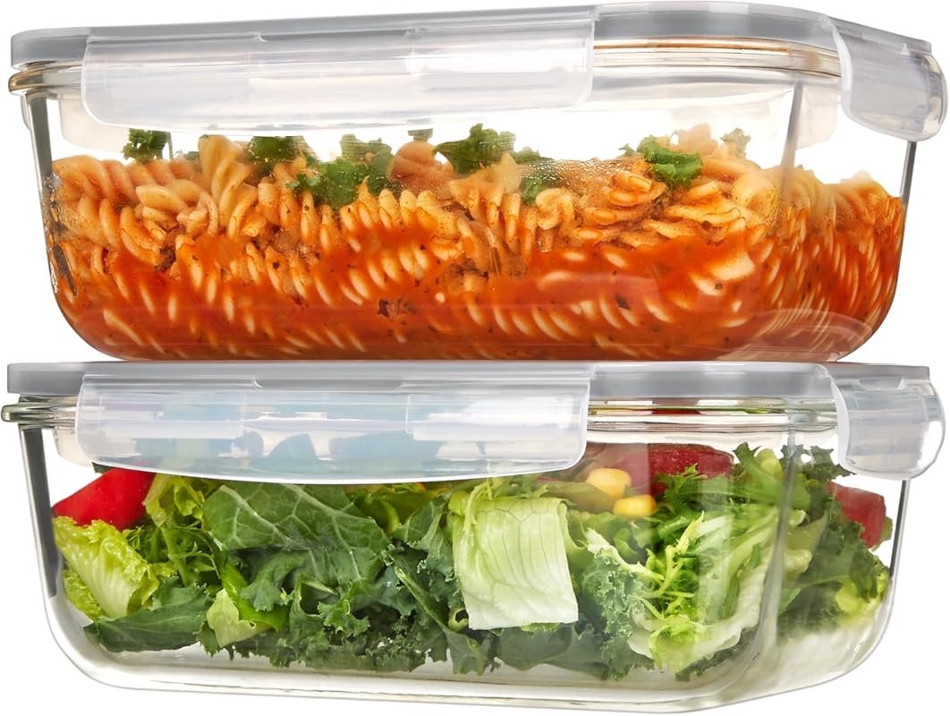 Vtopmart 2Pack 63oz Large Glass Meal Prep Containers with Snap Airtigh