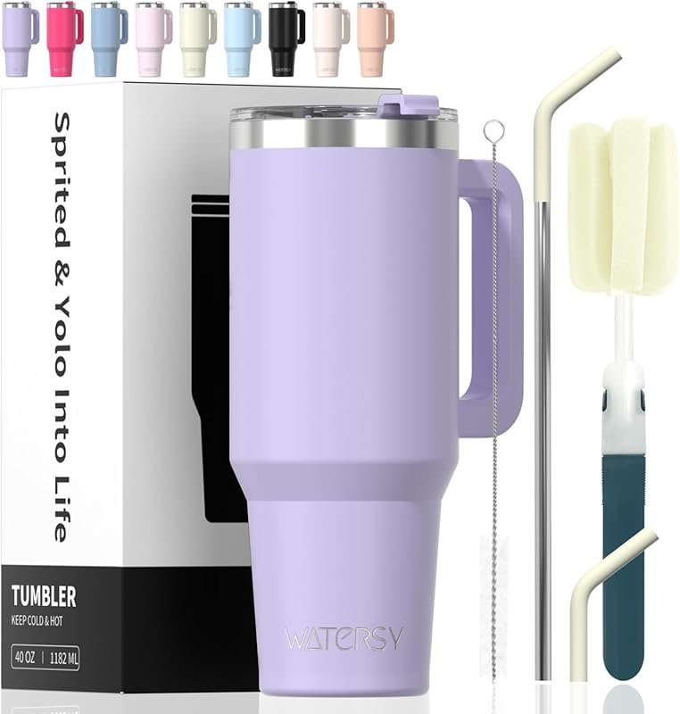 40 oz Tumbler with Handle, Lid & Straw