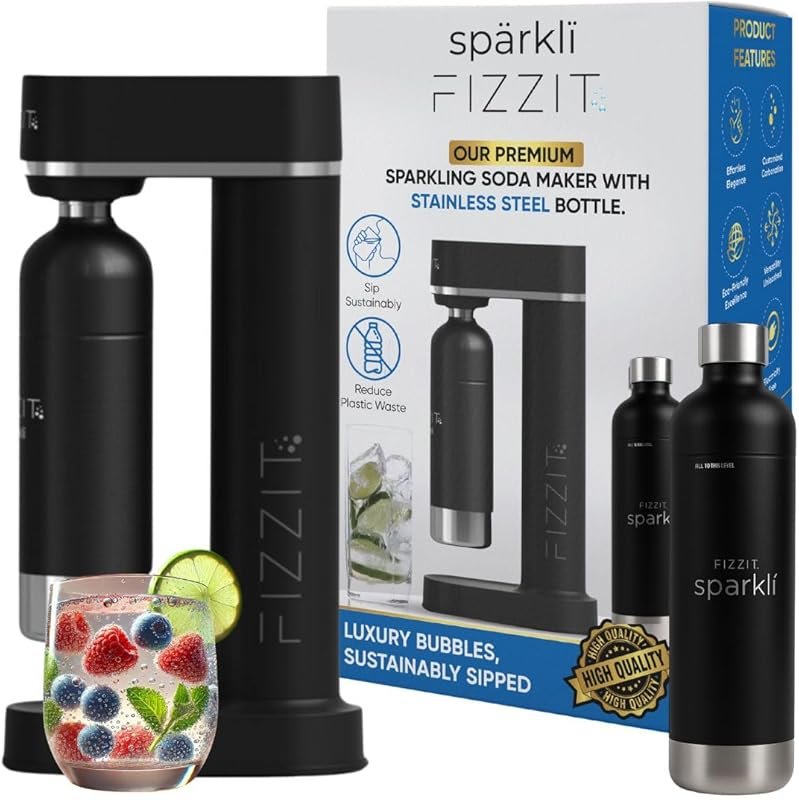 Fizzit Sparkli Carbonated Soda Maker with 1L Stainless Steel Bottle, C
