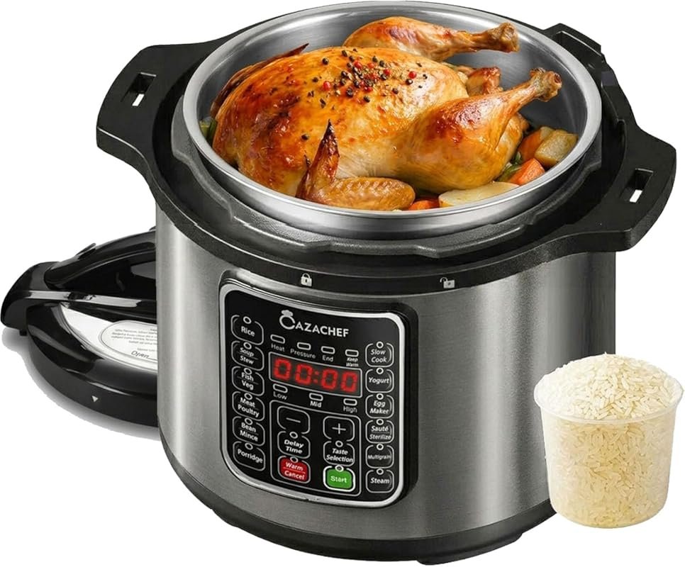 8qt Electric Pressure Cooker with 24-Hour Timer, 14-in-1 Slow Cooker, 