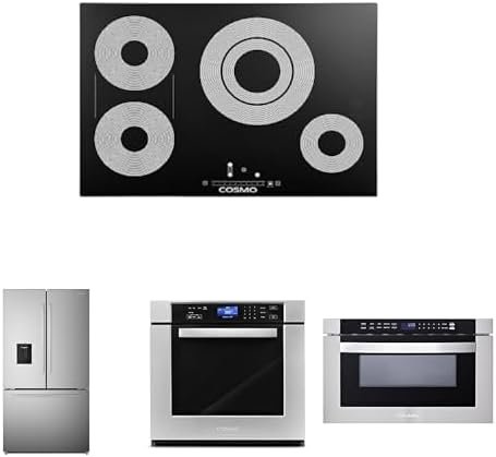 COSMO 4-Piece Kitchen Package: Electric Cooktop, Wall Oven, Microwave 