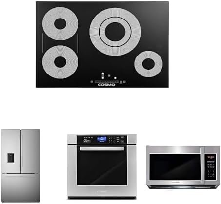 COSMO 4-Piece Kitchen Package: Electric Cooktop, Wall Oven, Microwave 