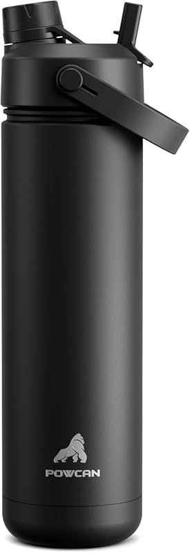 POWCAN 26 oz Insulated Water Bottle with 2-in-1 Straw & Spout Lid, Kee