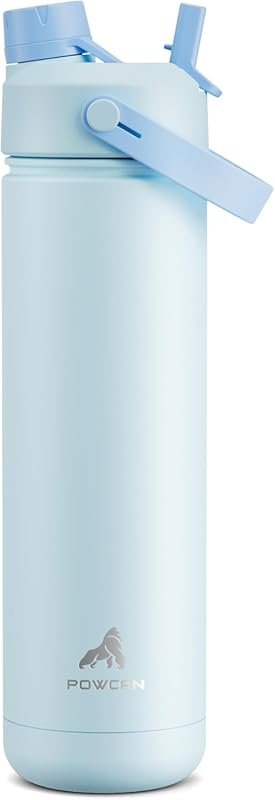 POWCAN 26 oz Insulated Stainless Steel Water Bottle with 2-in-1 Straw 