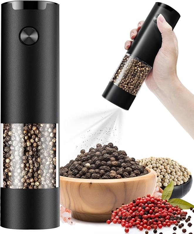 Electric Pepper Grinder with LED Light, Adjustable Coarseness & Easy C