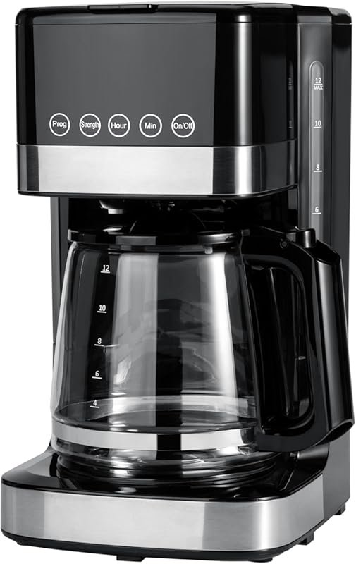 Amazon Basics 12 Cup Programmable Drip Coffee Maker with Touch Screen 