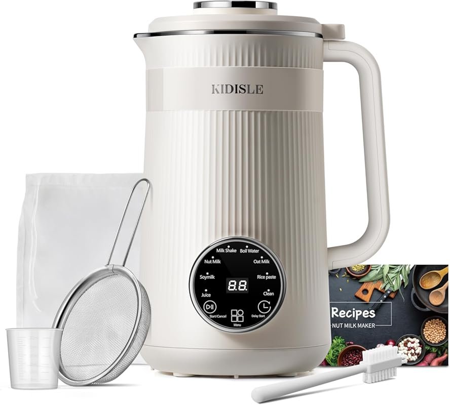 KIDISLE 8-in-1 Nut Milk Blender, 32oz, Homemade Soy/Almond/Oat Milk wi