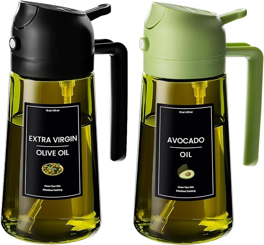 16oz Light-Proof Olive Oil Sprayer with Stickers for Cooking & Air Fry