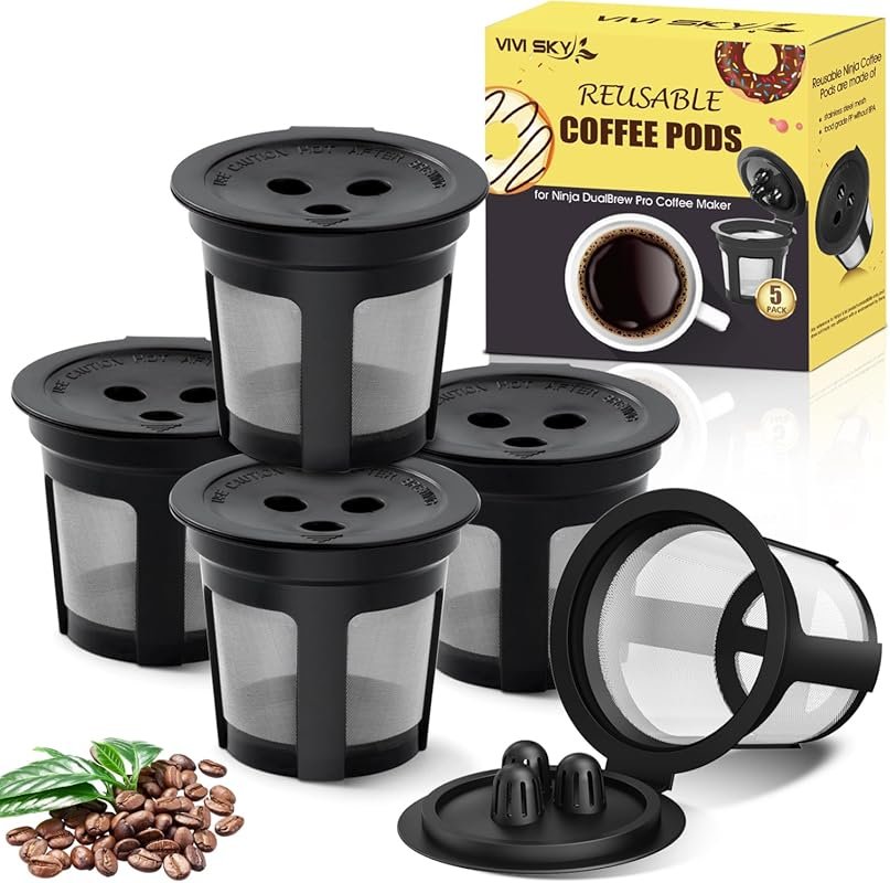 5-Pack Reusable Coffee Pods for Ninja DualBrew Pro (CFP200/201/300/305