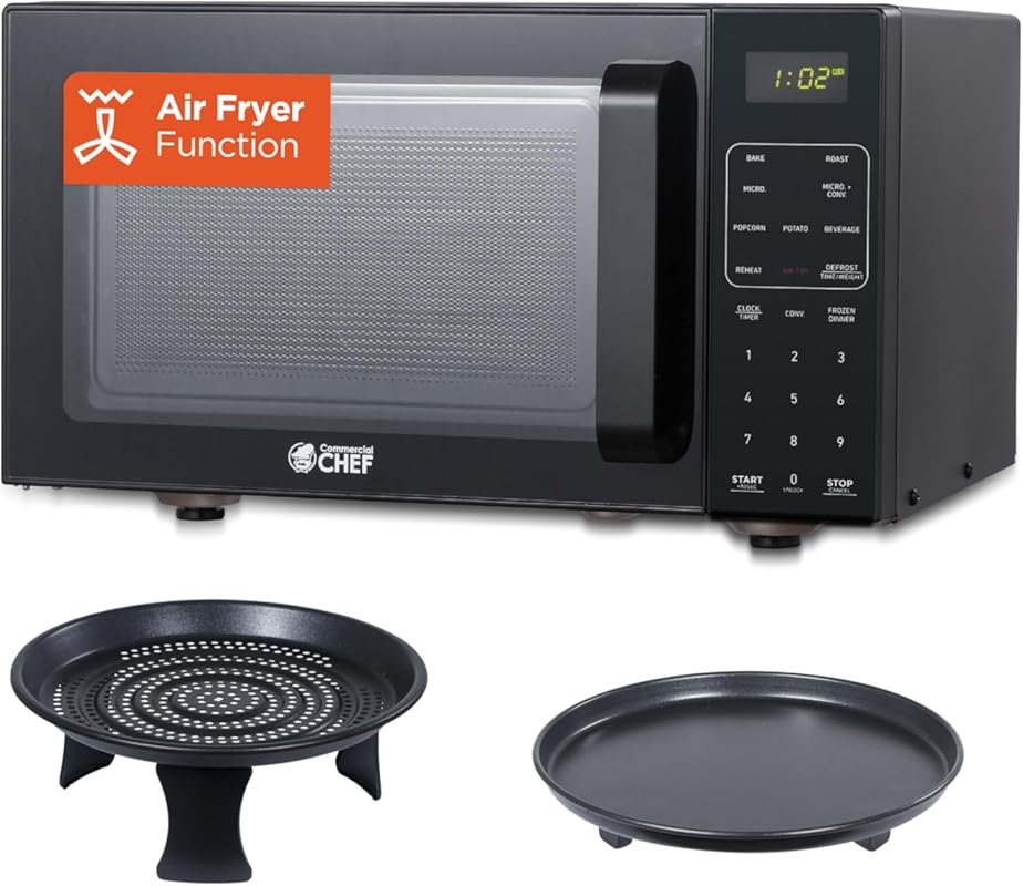 Commercial Chef 5-in-1 Microwave Air Fryer Combo, Convection Oven, Bak