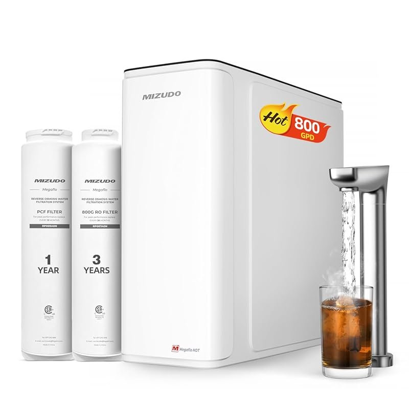 MIZUDO 2-in-1 Tankless RO System & Instant Hot Water Dispenser, 9 Stage Under Sink Reverse Osmosis