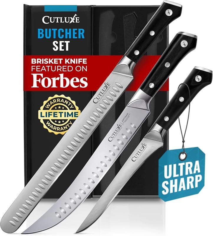 Cutluxe Ultra Sharp Butcher Knife Set for Brisket & BBQ – German Steel