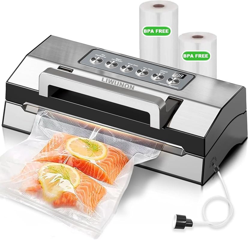 LIWUNON Commercial Full Automatic Vacuum Sealer with Double Heat Seal,