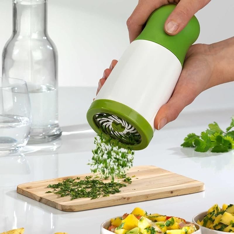Manual Cilantro and Spice Grinder, Stainless Steel, Green