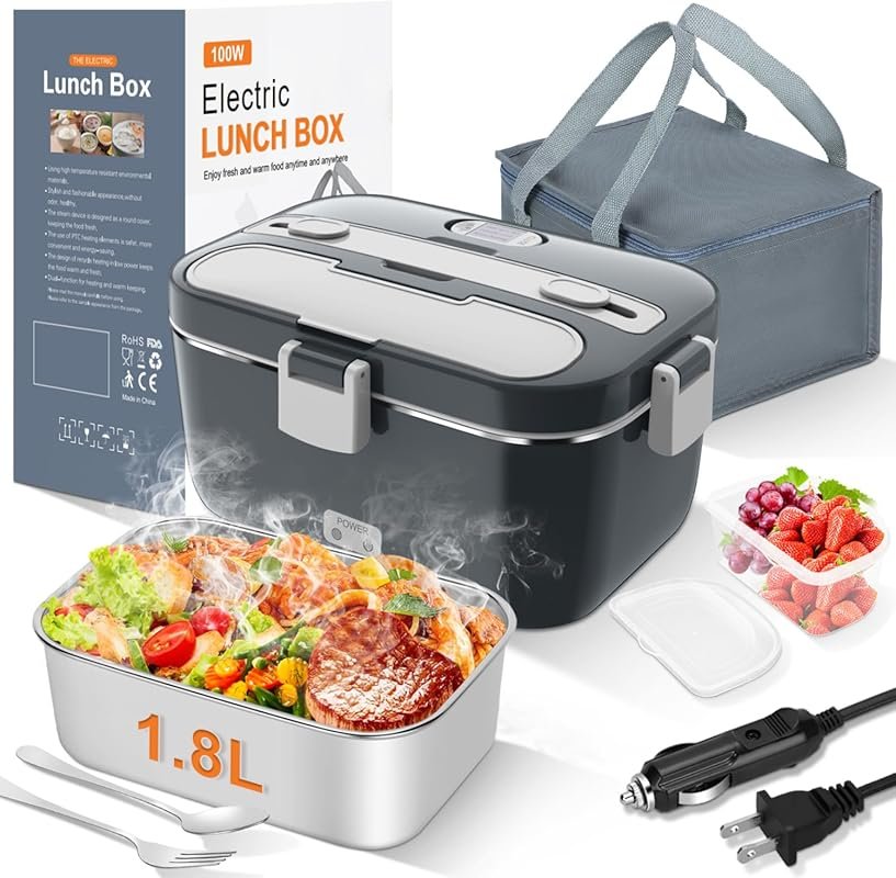 DUPASU 100W Electric Lunch Box Heater – 1.8L Fast Heating Portable War