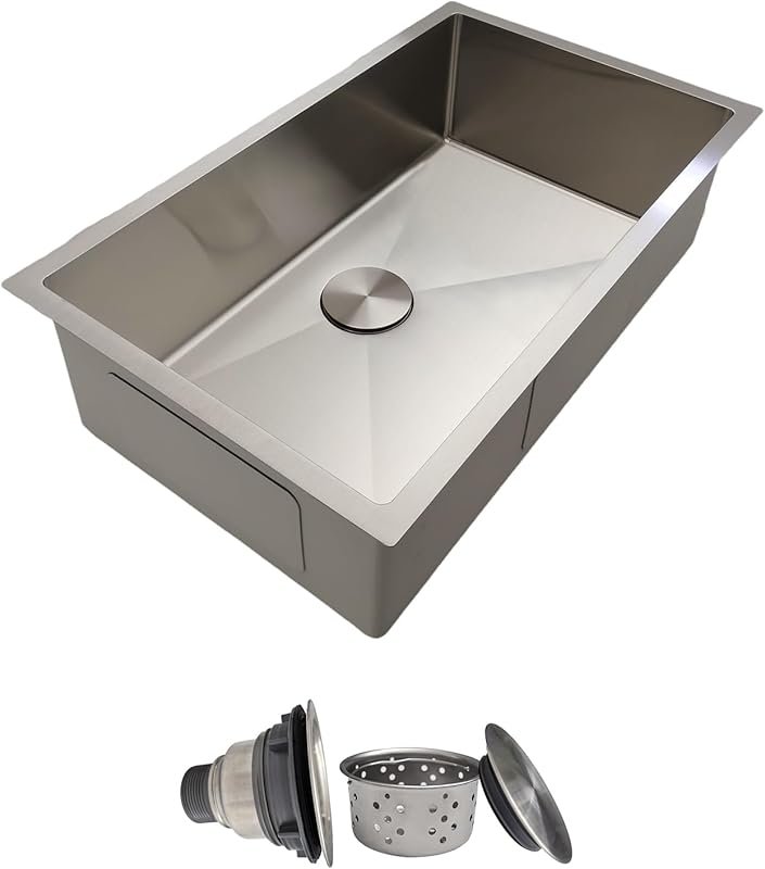 Delironexu 30 Inch Handmade Single Bowl Undermount Kitchen Sink with 1