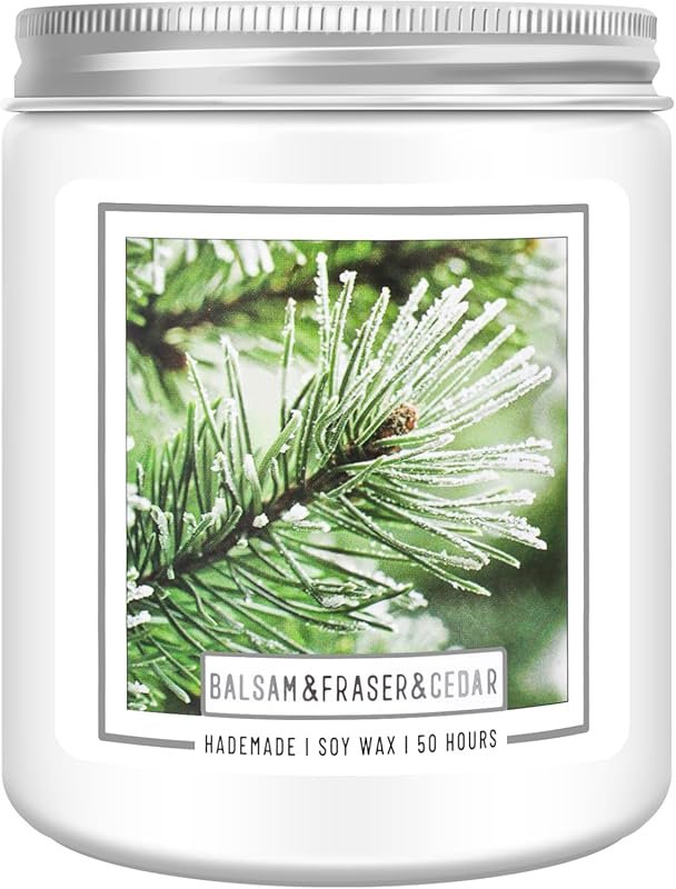 Homsolver Balsam Fir Pine Soy Candle – 50+ Hour Burn, Holiday Scent fo