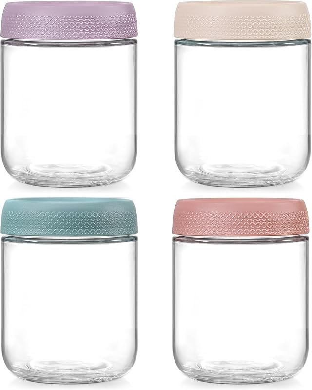 NETANY 4-Pack 16oz Glass Jars with Airtight Lids, Wide Mouth Mason Jar