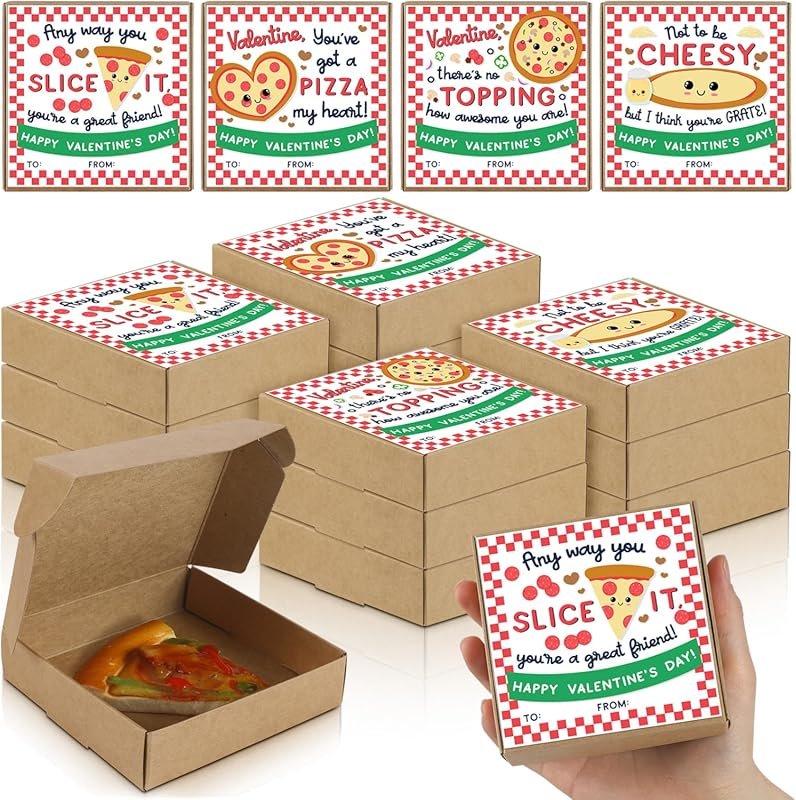 Nuogo 60 Pcs Mini Pizza Boxes with Stickers, 3.94