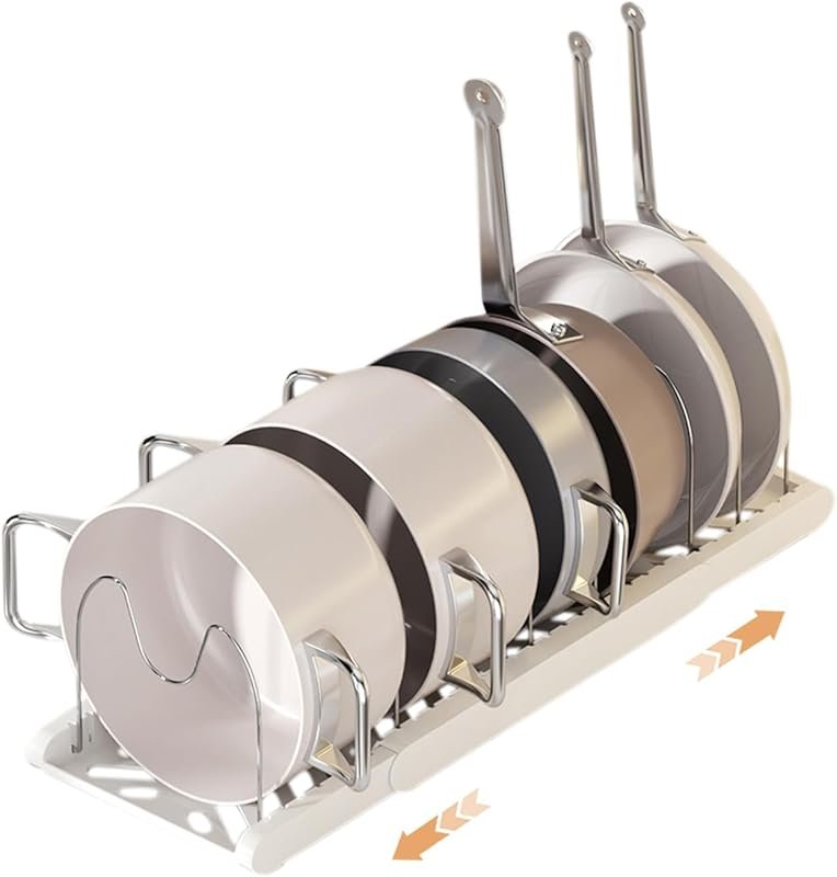 Expandable Pan Organizer with 7 Compartments for Kitchen Cabinet Stora