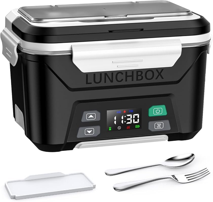 EAST OAK Cordless Electric Lunch Box, Battery Powered Heated Food Warm