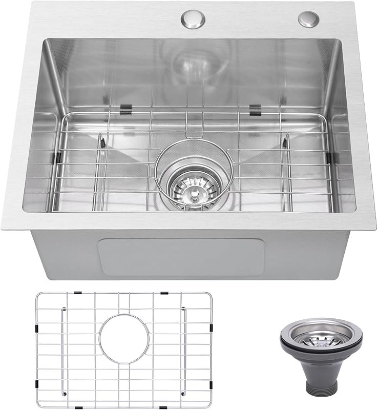 18 Gauge Top Mount Stainless Steel Drop-In Kitchen Sink with 3D Finish