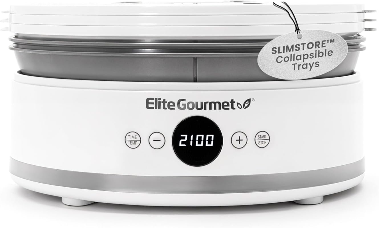Elite Gourmet Digital Food Dehydrator with 5 SlimStore™ Collapsible BP
