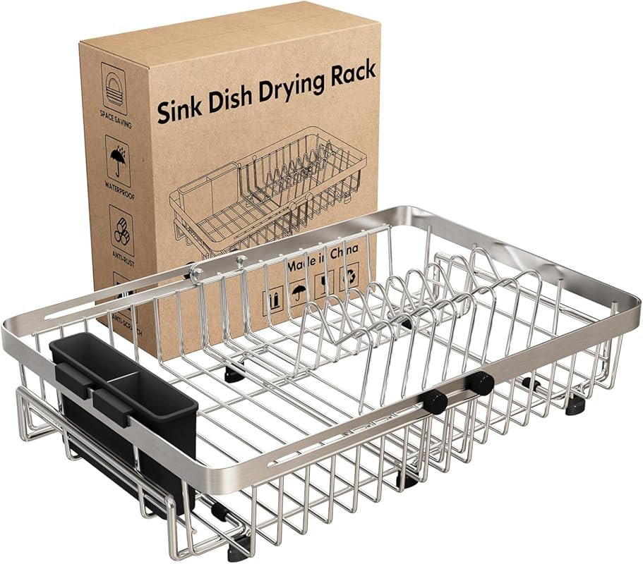 MAJALiS Expandable Over Sink Dish Drainer in Silver, Compact Stainless