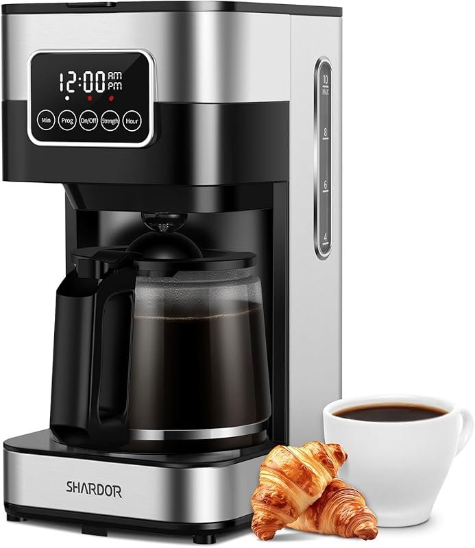 SHARDOR 10-Cup Programmable Coffee Maker with Permanent Filter and Str