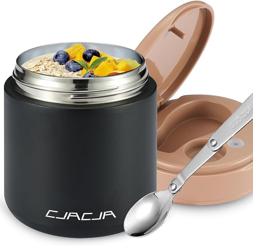 15.2oz Kids' Leak-Proof Insulated Food Jar with Folding Spoon, Wide Mo