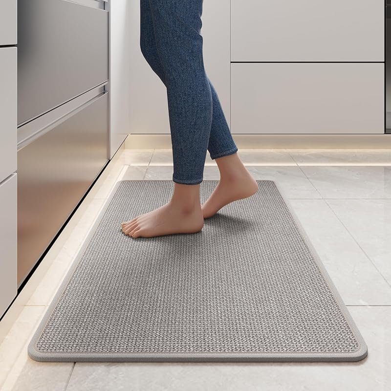 YDKGL Oil-Absorbent Non-Slip Runner Rug for Kitchen Sink, 17x30 Gray