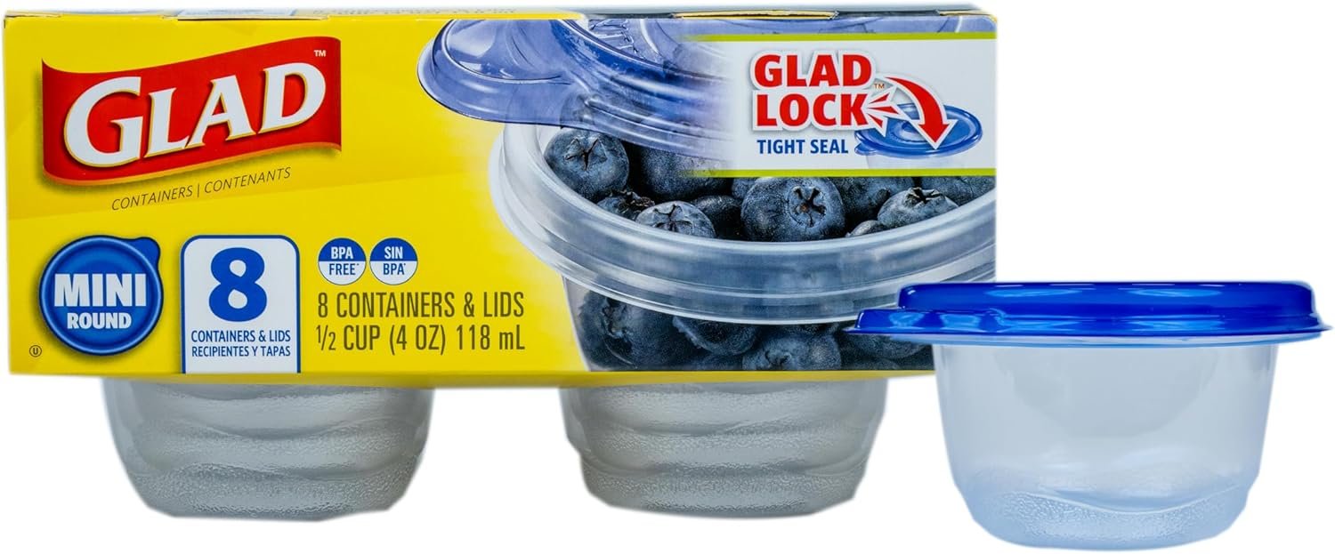 Glad GladWare 8-Pack 4 oz BPA-Free Lock-Tight Snack Containers for Lun