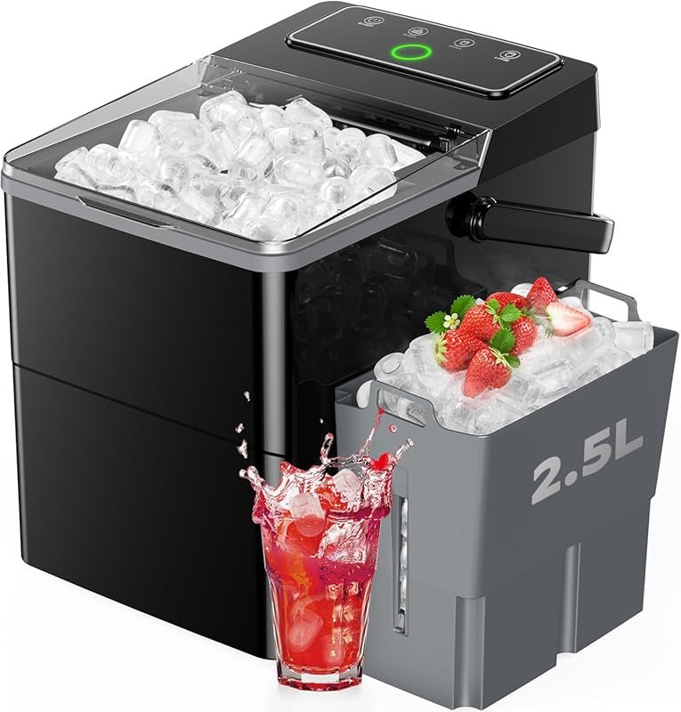 HOMEZAY Compact Ice Maker with 2.5L Expanding Basket, 9 Cubes in 6 Min