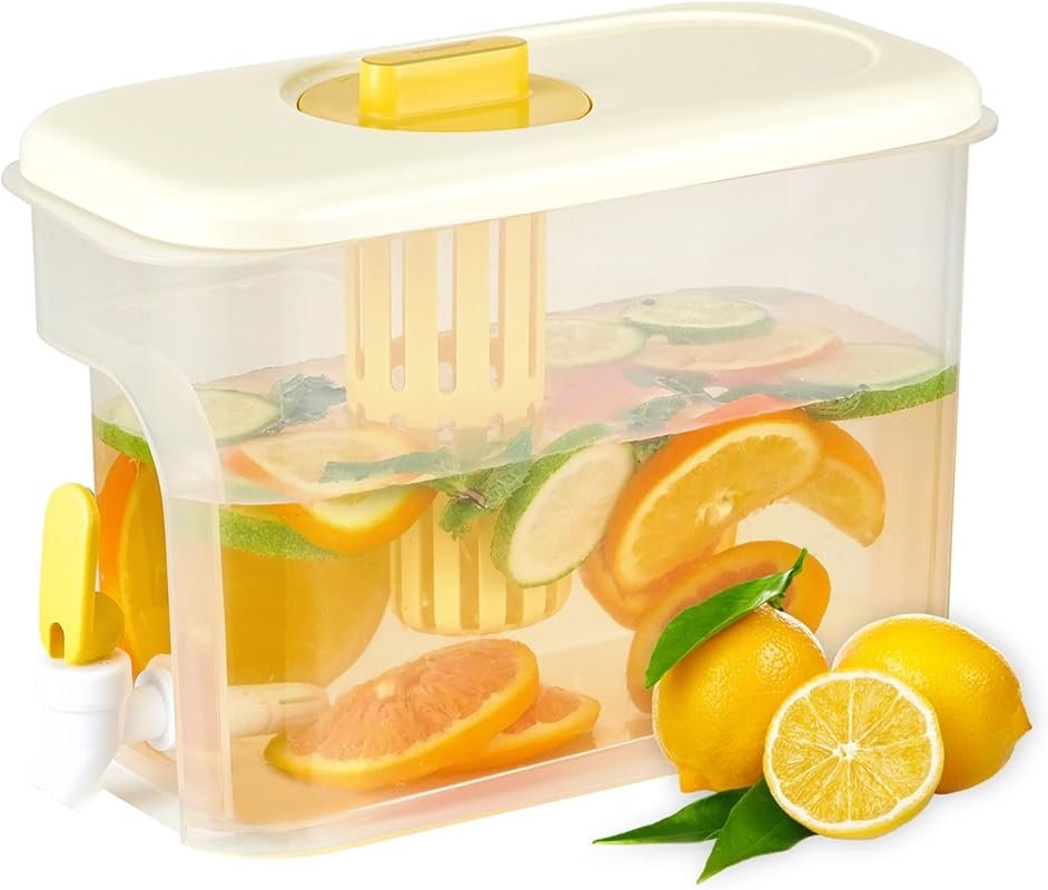 1 Gallon Fridge Drink Dispenser with Spigot – Upgraded Iced Tea Pitche