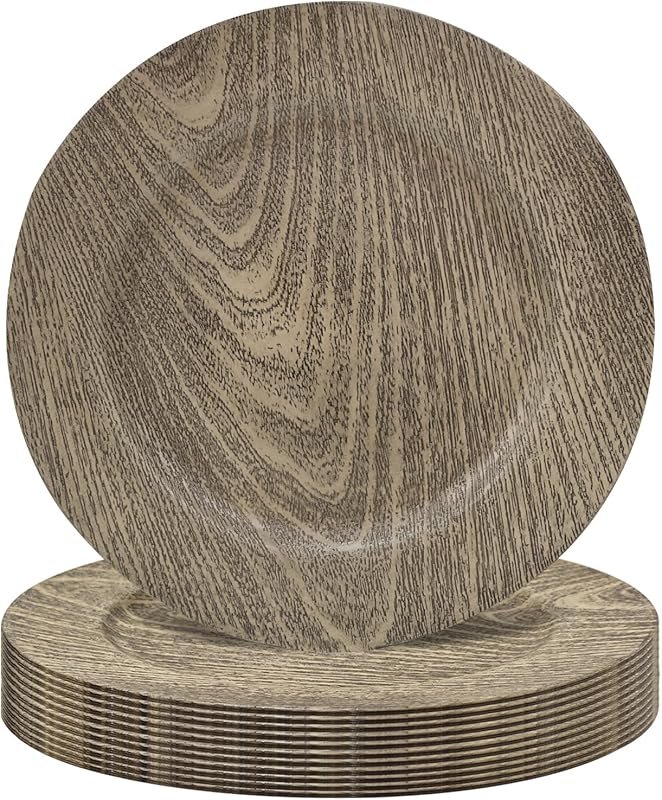 Farmhouse Faux Wood Charger Plates – 13