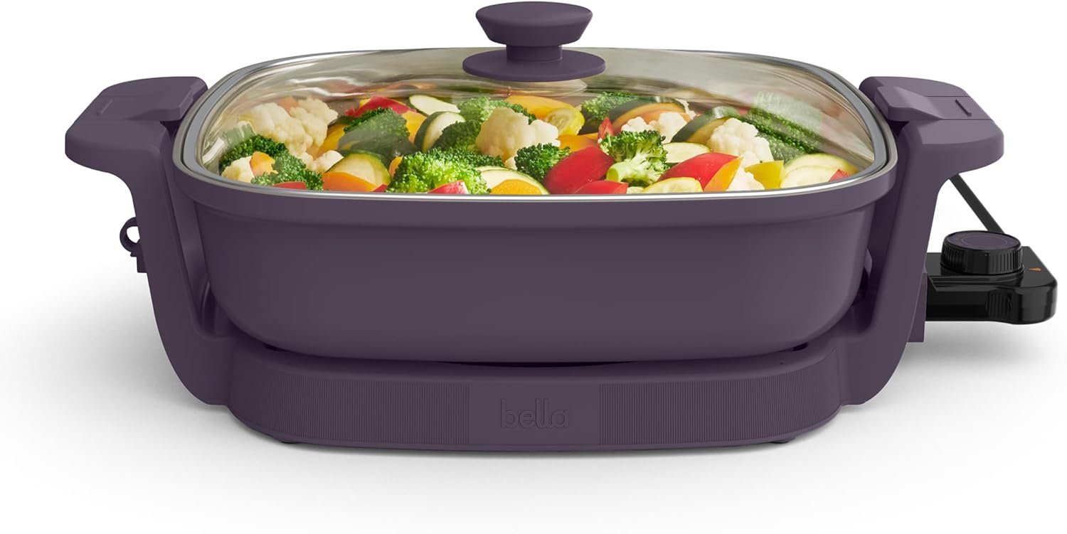 Fits-Anywhere Electric Skillet, EverGood Ceramic Coating, Adjustable T