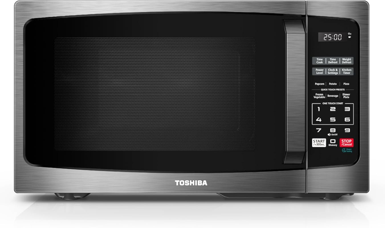 TOSHIBA 0.9 Cu.Ft Small Microwave with LED Light, Mute Function & 6 Au