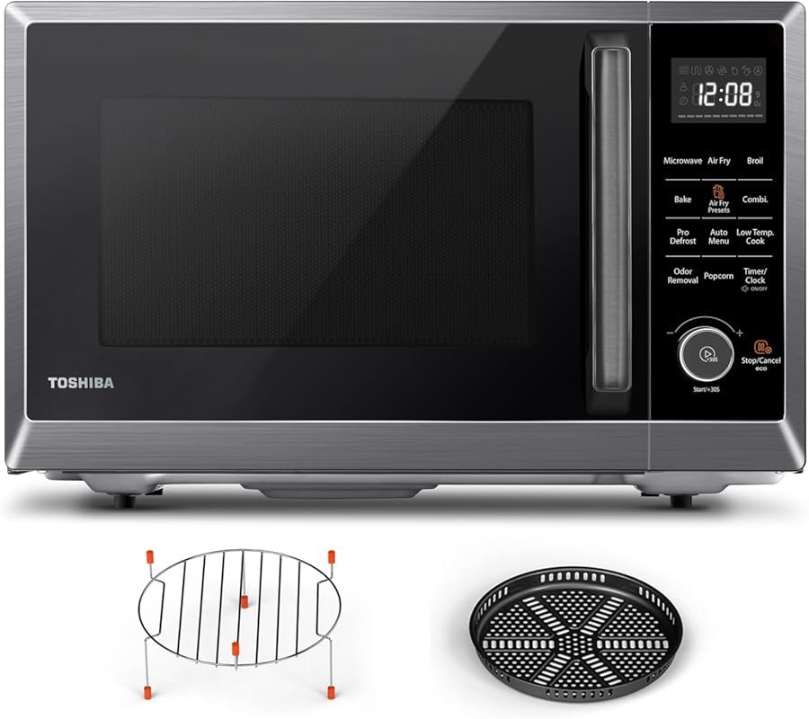 TOSHIBA 8-in-1 Air Fry Microwave with Convection & Broil, Black Stainl