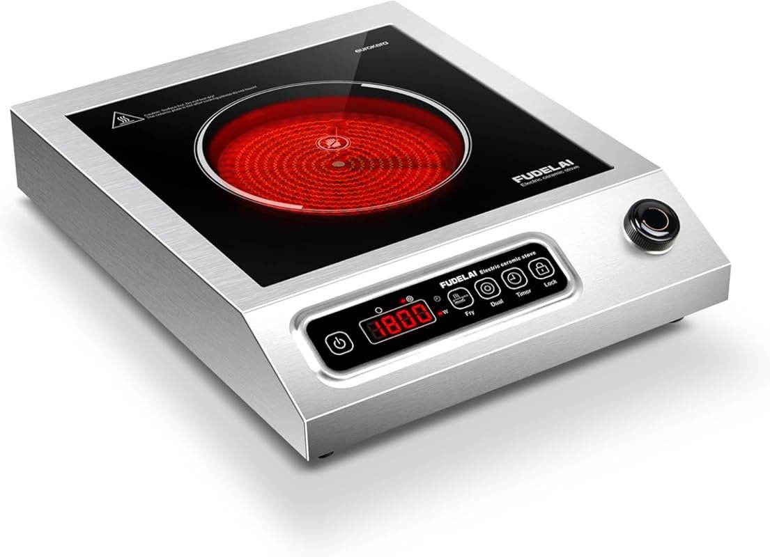 1800W Commercial Induction Cooktop with Child Safety Lock & 9 Power Le