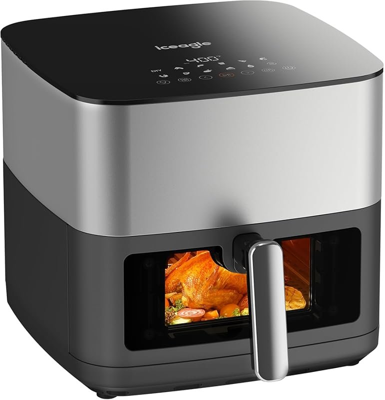 Iceagle 9 Quart Air Fryer with View Window, Dual Heating, 12-in-1, Dis