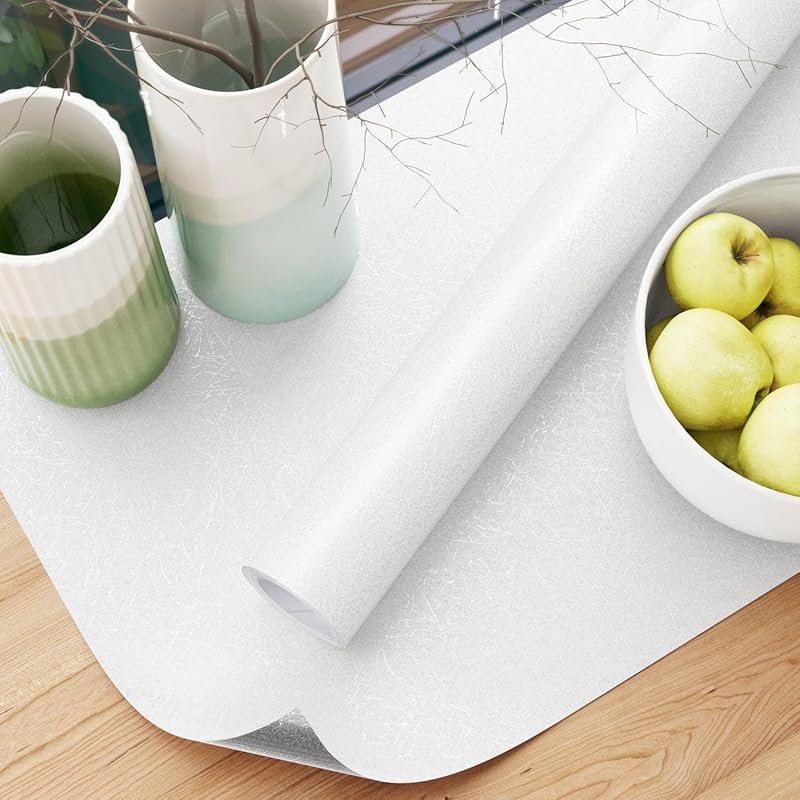 Abyssaly Silk Textured White Embossed Peel and Stick Wallpaper for Cab