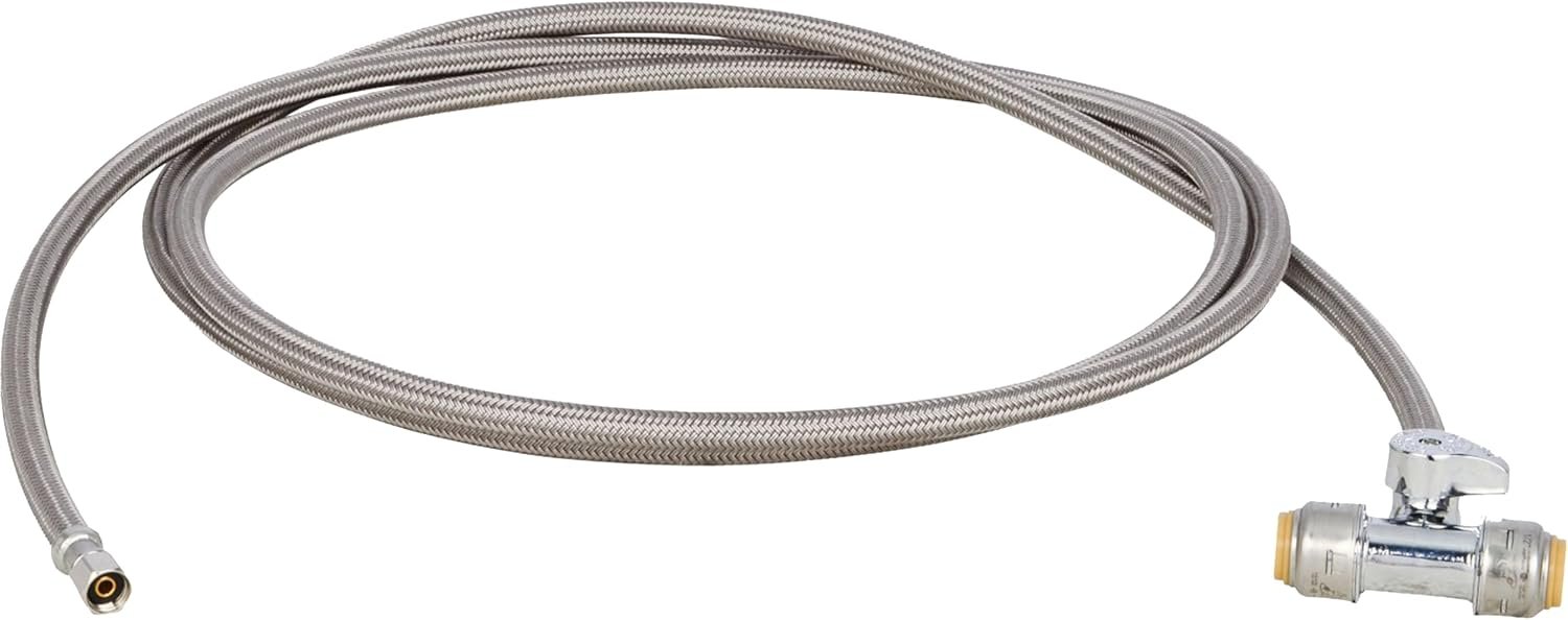 SharkBite Max 10ft Stainless Steel Ice Maker Connector with Tee Valve 