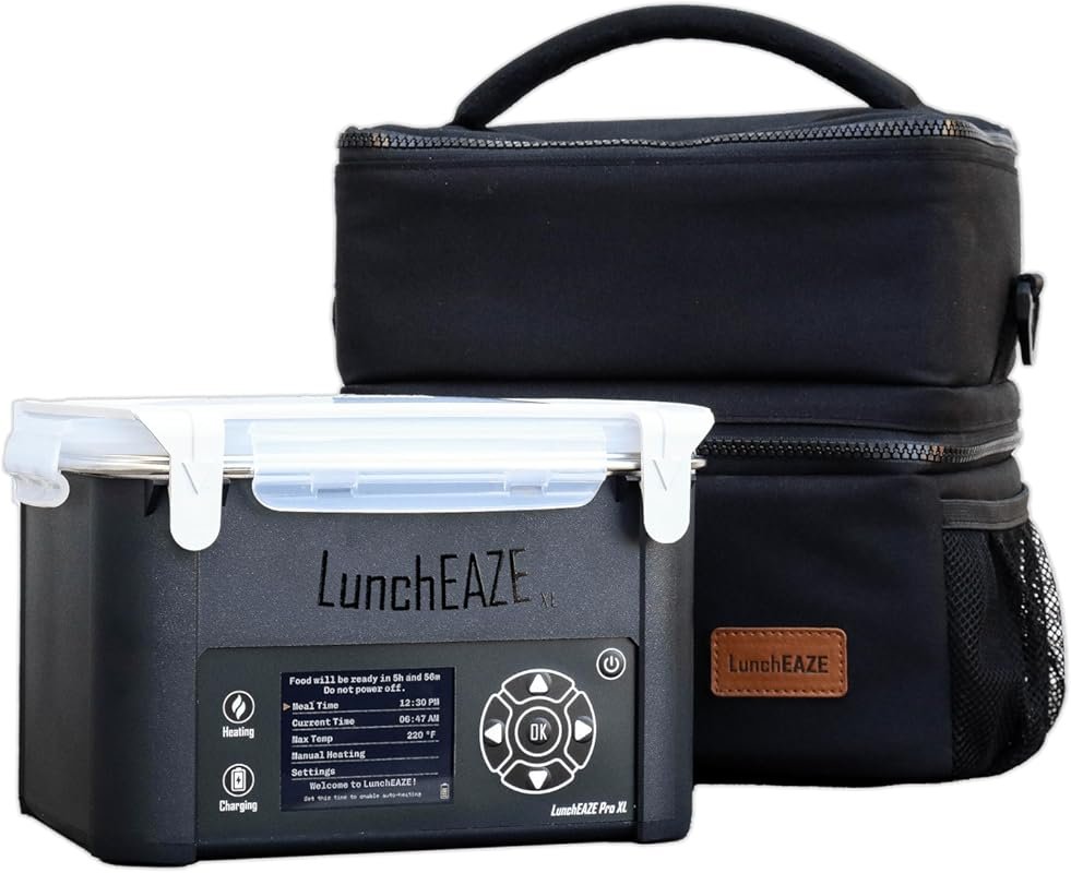 XL Cordless Heated Lunch Box – 6 Cups, 220°F Auto Scheduled Heating, I