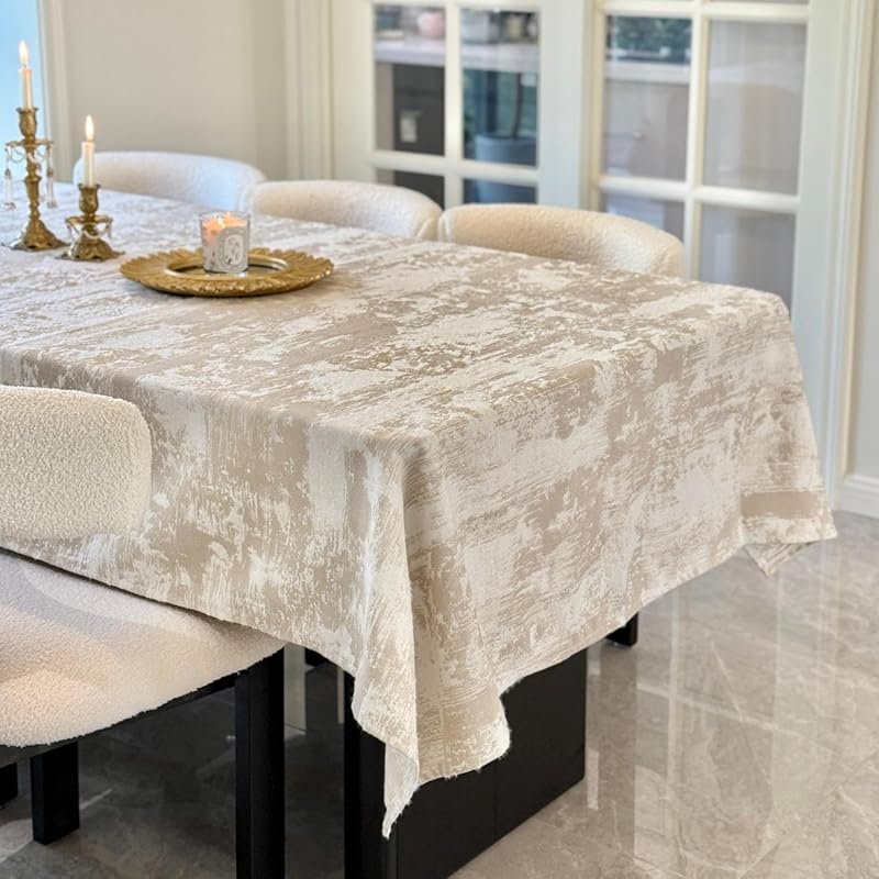 Jacquard Waterproof Washable Tablecloth for Rectangle Tables Farmhouse
