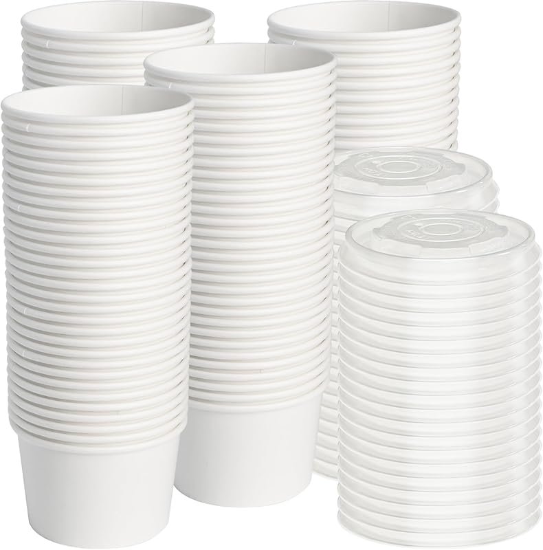 Essential 120pcs 8oz Disposable Paper Ice Cream Cups with Lids – Micro