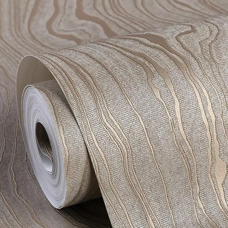 Gold Khaki Wood Stripe Peel & Stick Wallpaper – 3D Modern Rustic Vinyl for Bedroom, Bathroom & Home Decor