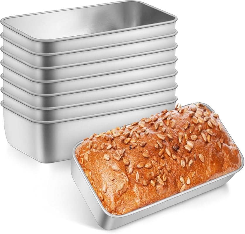 Leonyo 8 Pack Stainless Steel Loaf Pans, 9x5IN, Dishwasher & Oven Safe