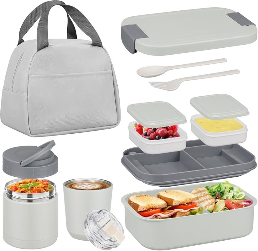 Bento Lunch Box Set with 10.5oz Soup Thermo Food Jar, Stainless Steel 