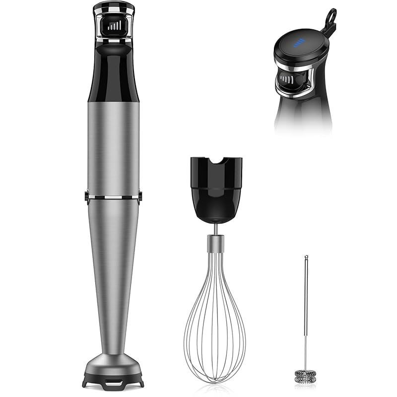 1100W Immersion Blender with Trigger Speed Control & Whisk/Frother Att
